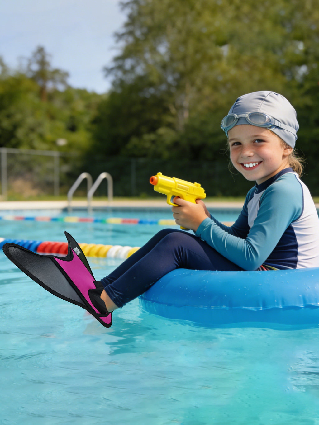 Adjustable Monofin Mermaid Tail Swim Fin for Kids - Lightweight PP Material with Comfortable Foot Pocket Swimming, Diving, Mermaid Training  Included Girls Boys