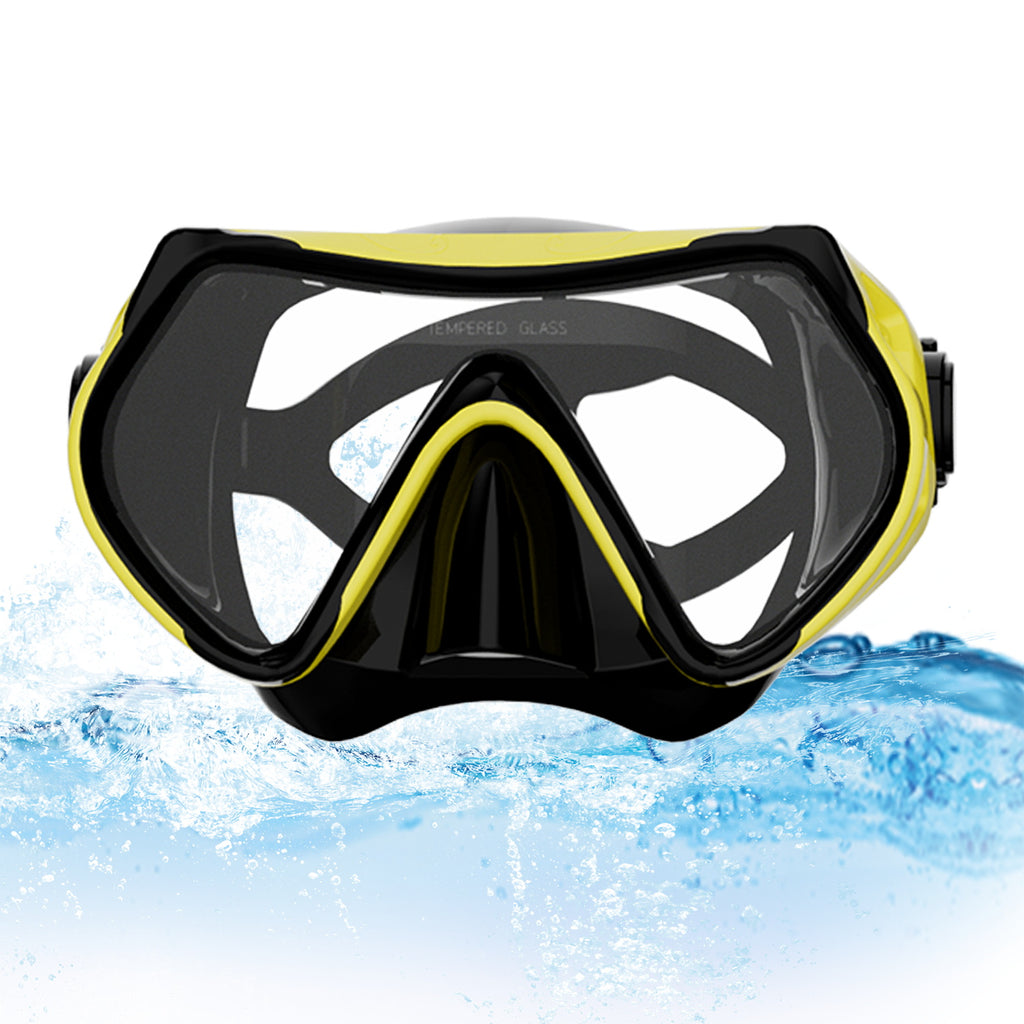 Frameless Snorkeling Mask - Tempered Glass Lens - Low-Volume for Easy Clearing - Fold-Flat & Adjustable Straps