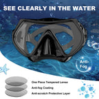 Frameless Snorkeling Mask - Tempered Glass Lens - Low-Volume for Easy Clearing - Fold-Flat & Adjustable Straps