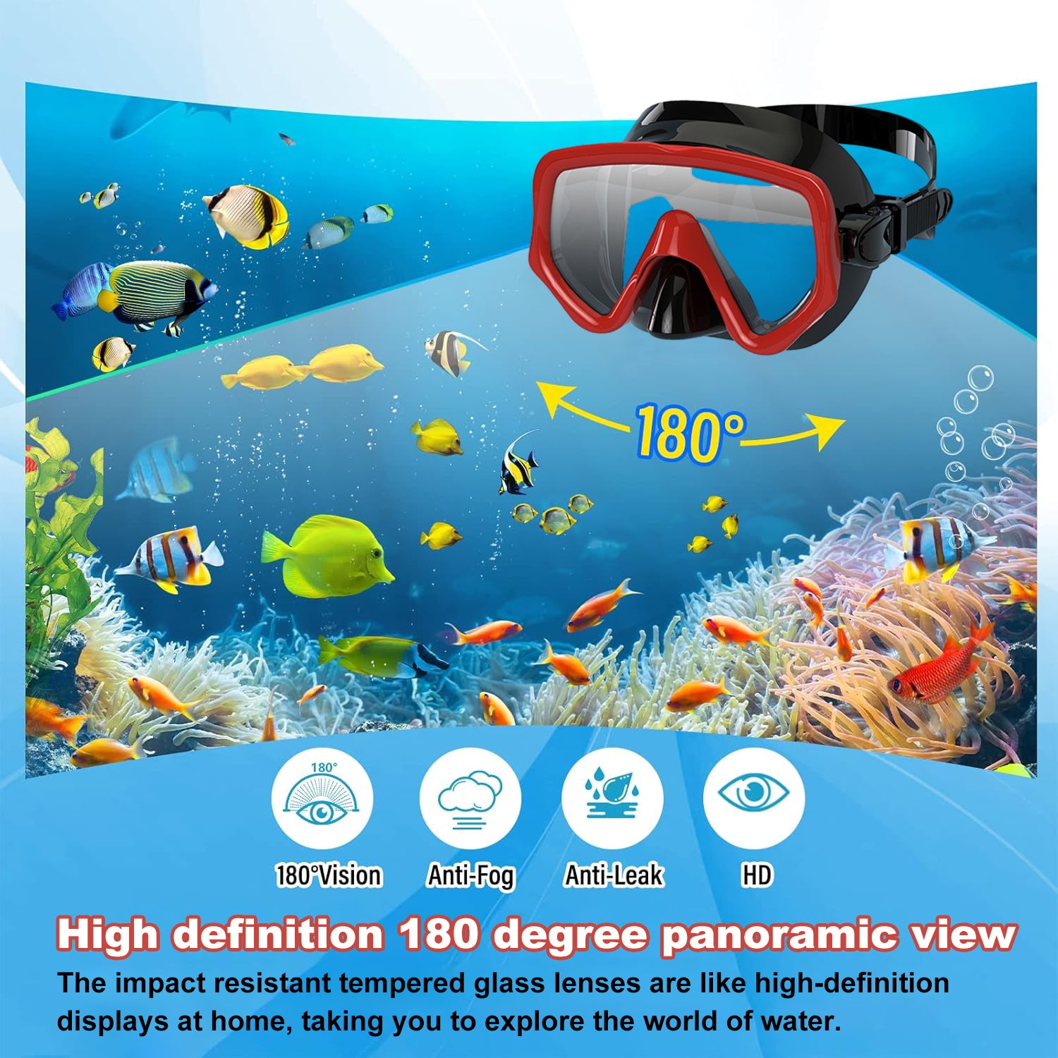 Dry Snorkel Set,Panoramic Wide View Anti-Fog Scuba Diving Mask,Professional Snorkeling Gear for Adults Kids
