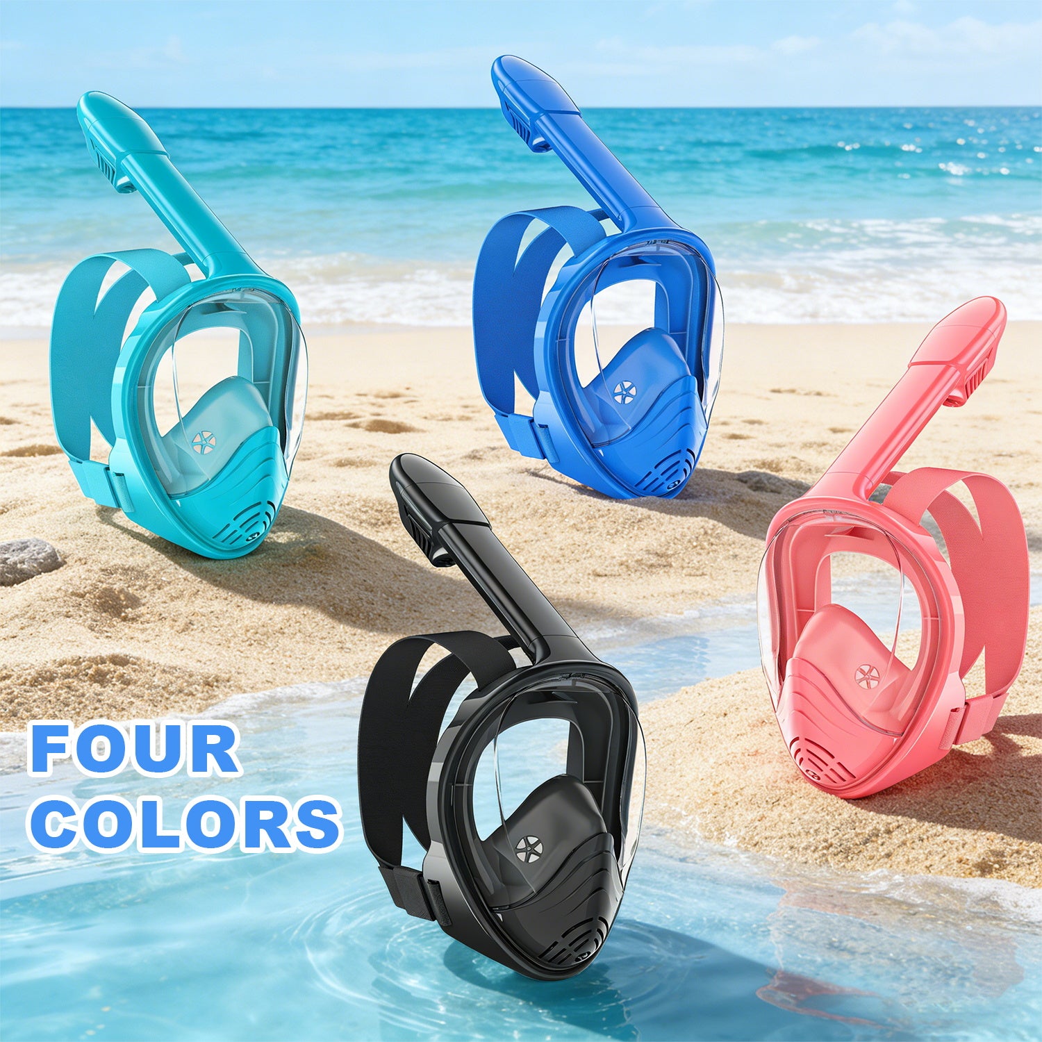 Full-Face Snorkel Mask with the Latest Dry Top System, Foldable 180-Degree Panoramic Snorkeling Mask with Camera Mount, Safe Breathing, Leak-Proof & Anti-Fog