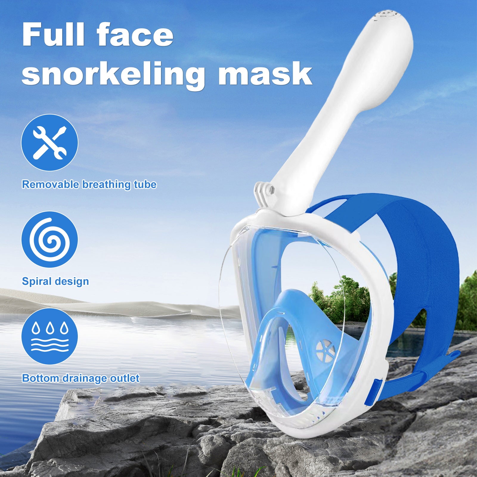 Y3 Snorkeling Mask with the Latest Dry Top System, Foldable 180-Degree Panoramic Snorkeling Mask with Camera Mount, Safe Breathing, Leak-Proof & Anti-Fog