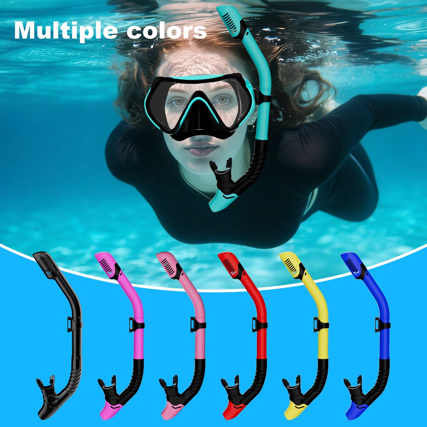 Diving Dry Snorkel for Adult & Youth - Snorkeling Gear with Top Dry Valve, Perfect for Snorkeling, Freediving, Swimming and Scuba Diving