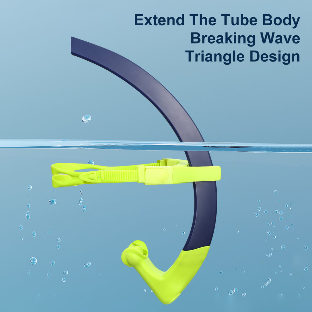 Swim Snorkel for Lap Swimming, Dry Top Front Swimmer Gear for Adult Youth, Training Equipment in Pool and Open Water with Comfy Easy to Adjust Head Pads Food-Grade Silicone Mouthpiece