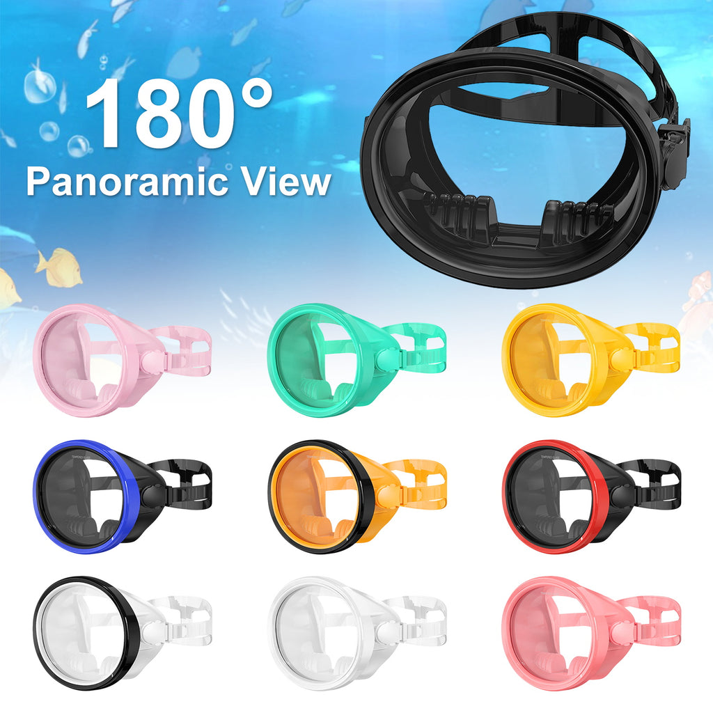 Scuba Diving Mask, Oval Tempered Glass Snorkel Mask with Comfortable Classic Rubber, Snorkeling Gear for Adults, Swimming & Freediving Goggles for Underwater Vision
