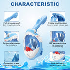 Shark Kids' Snorkeling Mask with the Latest Dry Top System, Foldable 180-Degree Panoramic Snorkeling Mask with Camera Mount, Safe Breathing, Leak-Proof & Anti-Fog