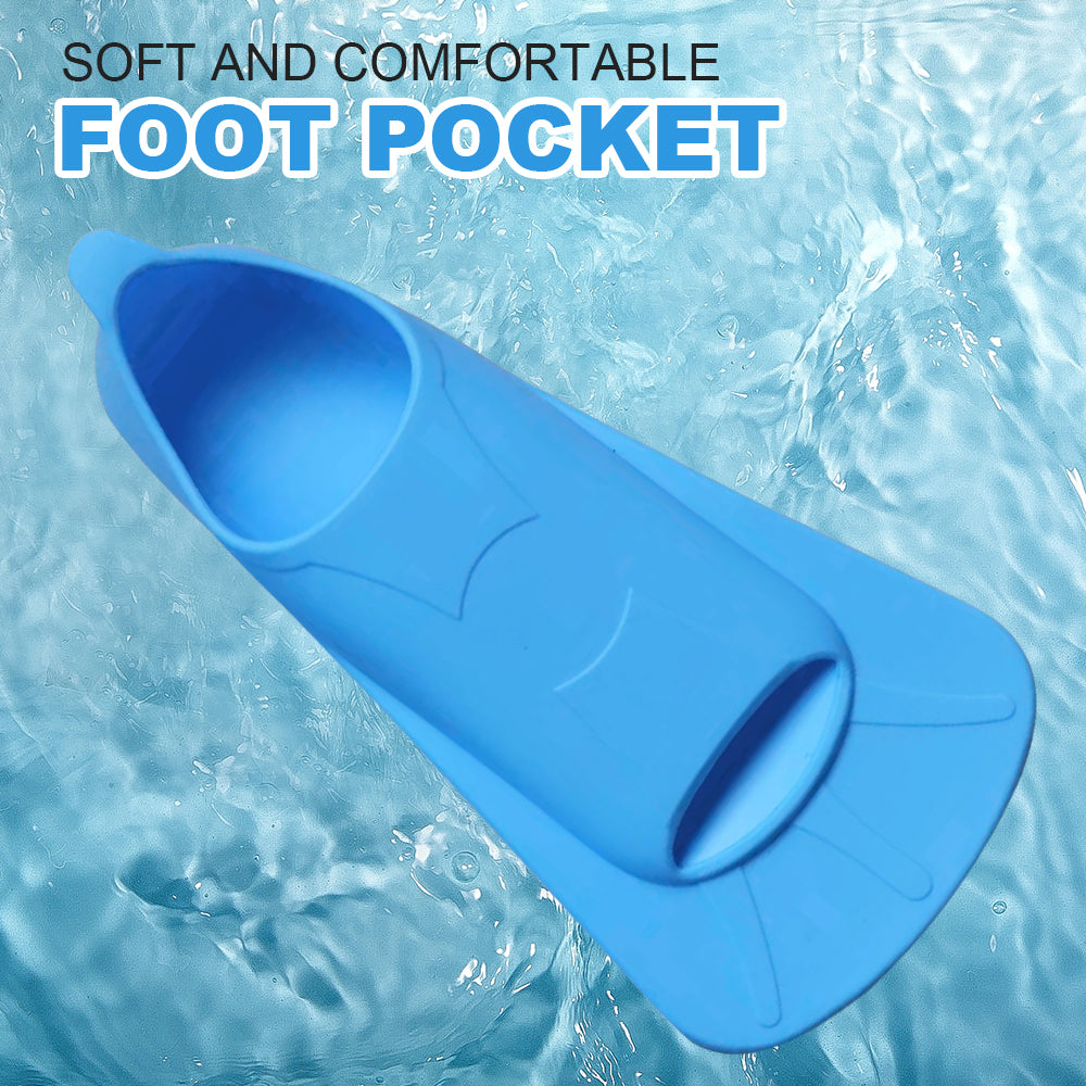 Snorkel Fins, Travel-Size Short Adjustable Swim Fins for Snorkeling and Diving—Suitable for Adults (Men and Women)— Swimming Flippers
