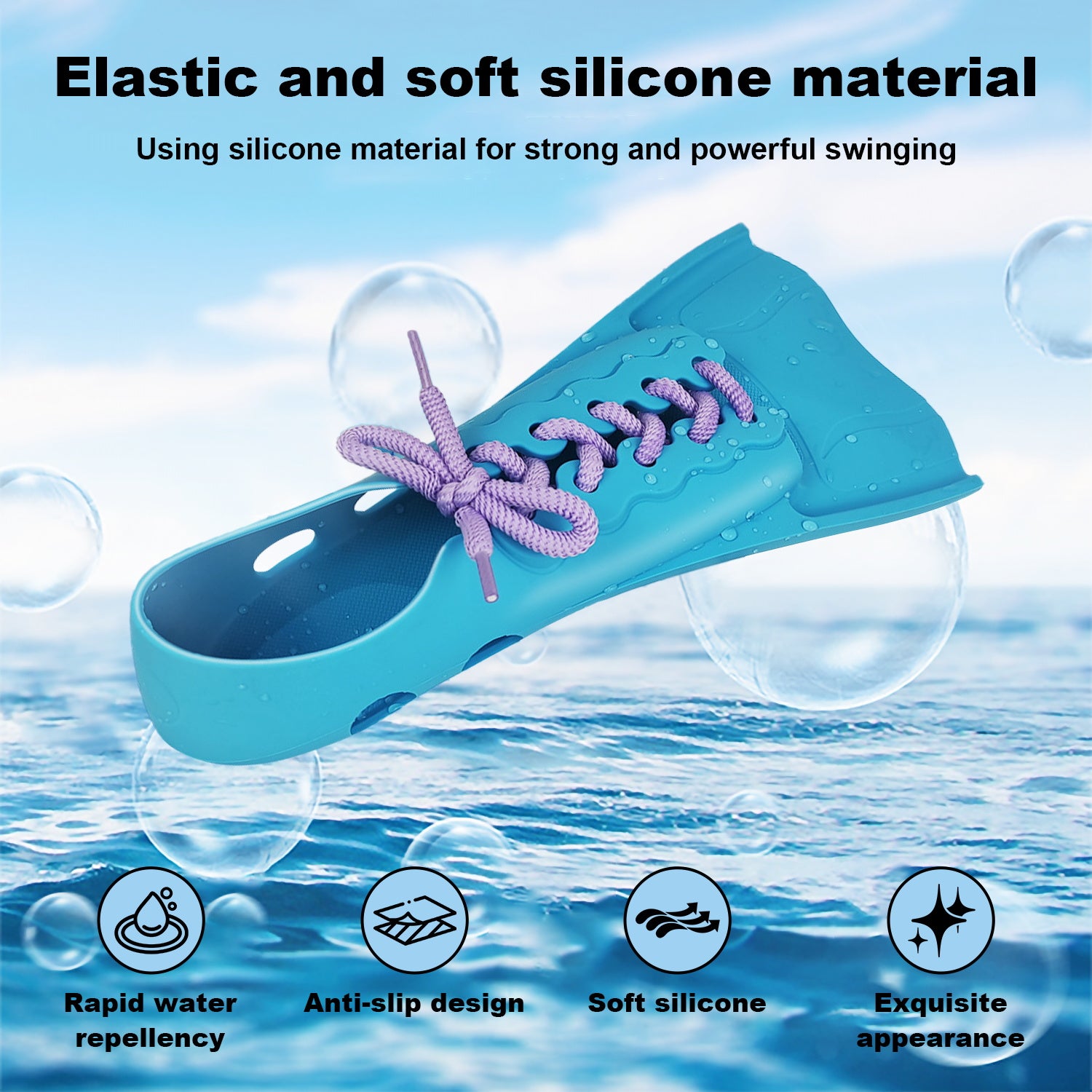 Snorkel Fins, Travel-Size Short Adjustable Swim Fins for Snorkeling and Diving—Suitable for Adults (Men and Women)— Swimming Flippers