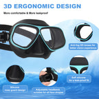 Adult - Snorkel Mask, Two-Window Tempered Glass, PVC Skirt, Quick-Release Buckle, Snorkeling Gear for Ocean Swimming and Casual Snorkeling