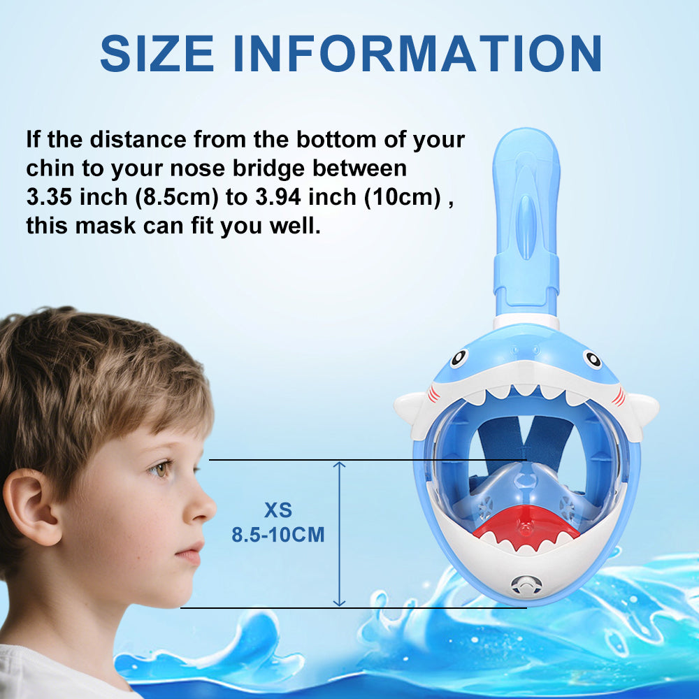 Shark Kids' Snorkeling Mask with the Latest Dry Top System, Foldable 180-Degree Panoramic Snorkeling Mask with Camera Mount, Safe Breathing, Leak-Proof & Anti-Fog