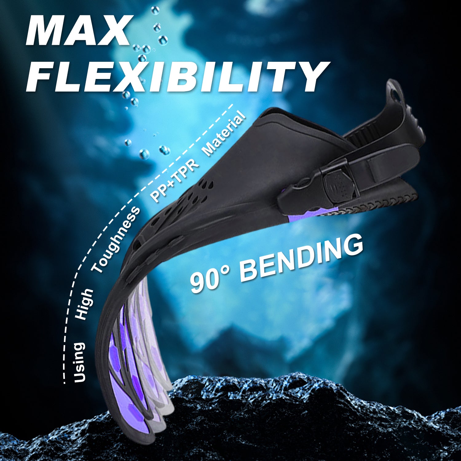 Snorkel Fins, Travel-Size Short Adjustable Swim Fins for Snorkeling and Diving—Suitable for Adults (Men and Women)— Swimming Flippers