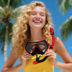 Snorkel Set, 180° Wide View Anti-Fog Panoramic View Snorkel Mask and Anti-Leak Dry Snorkel Tube, Snorkeling Gear for Adults