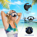 Adult Dry Snorkel Set with Mirrored Lens Anti-Fog 180° Wide View Anti-Fog, Scuba Diving Mask with Nose Cover, Snorkeling Gear for Men Women