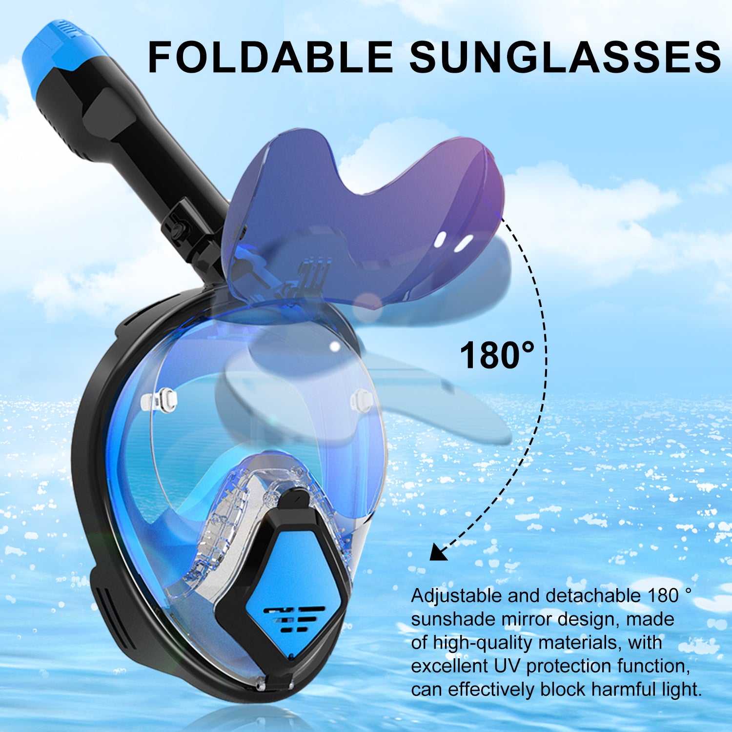MGY Snorkeling Mask with the Latest Dry Top System, Foldable 180-Degree Panoramic Snorkeling Mask with Camera Mount, Safe Breathing, Leak-Proof & Anti-Fog