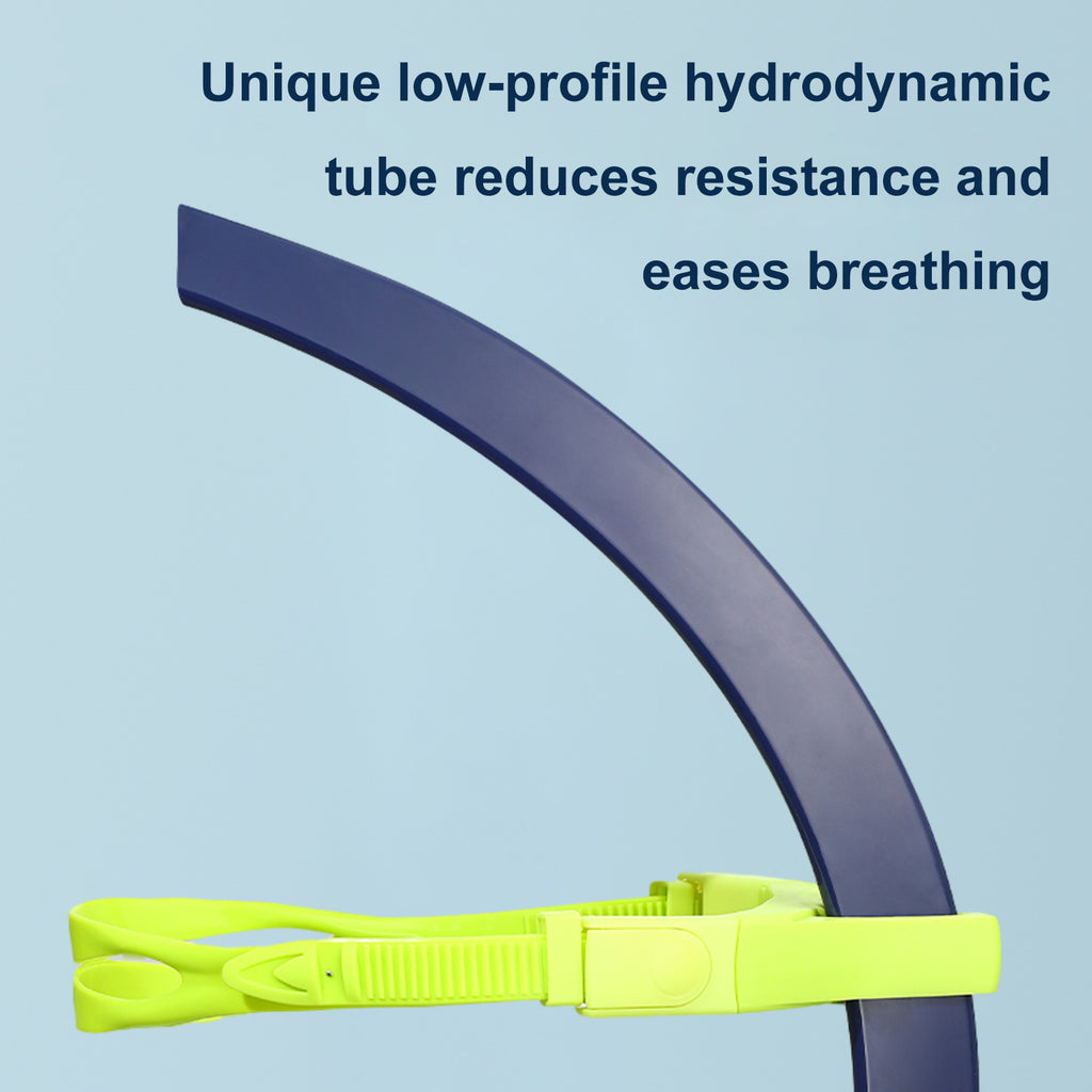 Swim Snorkel for Lap Swimming, Dry Top Front Swimmer Gear for Adult Youth, Training Equipment in Pool and Open Water with Comfy Easy to Adjust Head Pads Food-Grade Silicone Mouthpiece