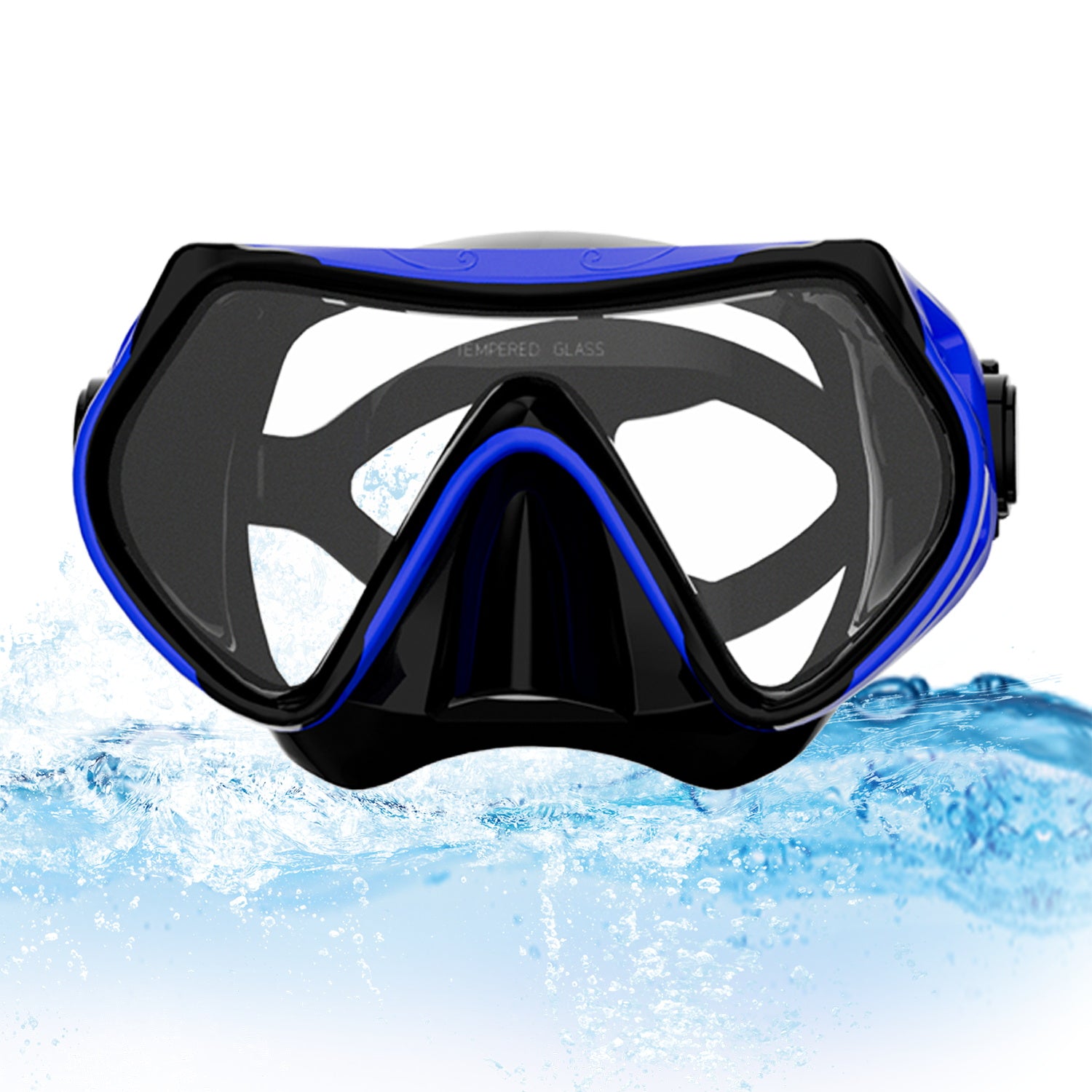 Frameless Snorkeling Mask - Tempered Glass Lens - Low-Volume for Easy Clearing - Fold-Flat & Adjustable Straps