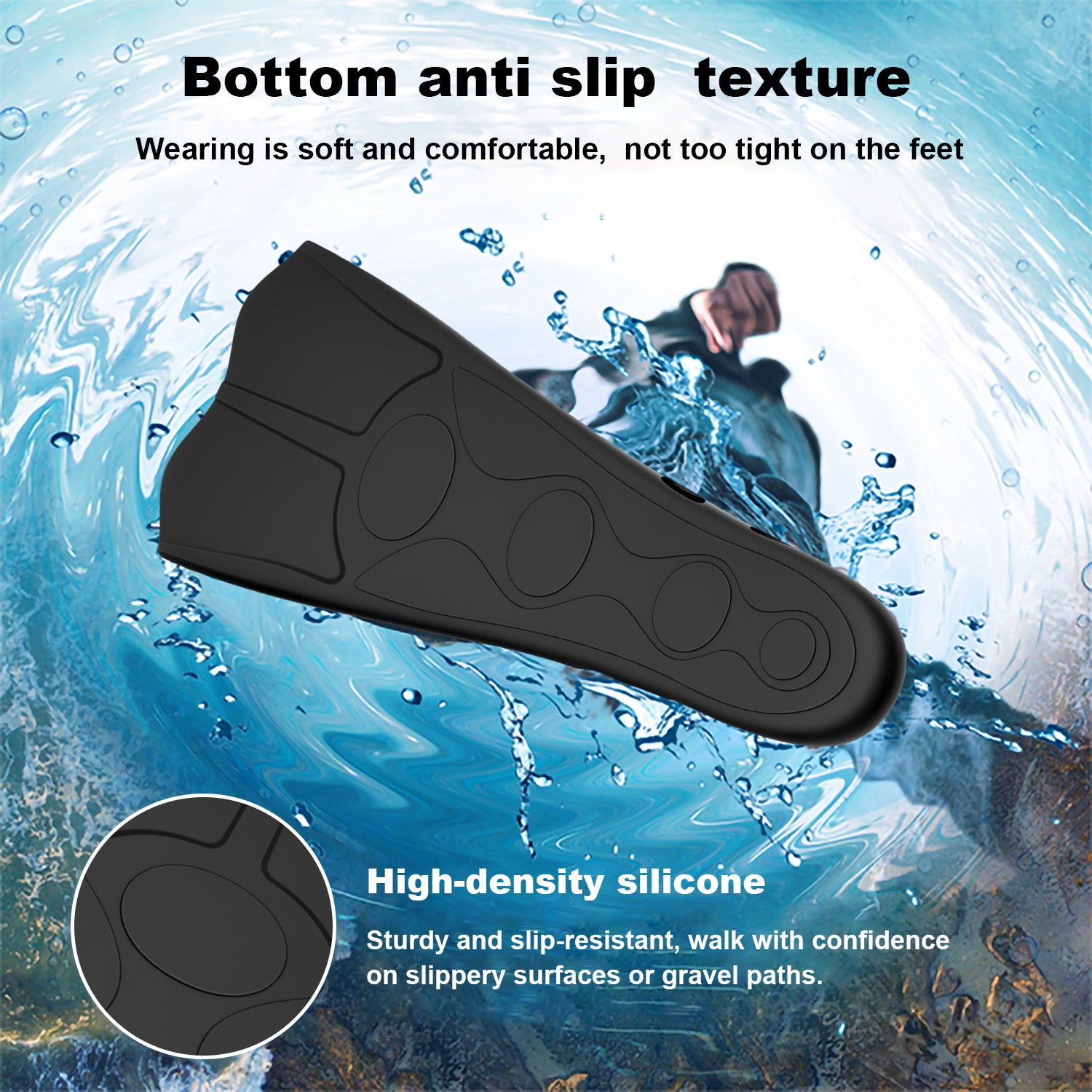 Snorkel Fins, Travel-Size Short Adjustable Swim Fins for Snorkeling and Diving—Suitable for Adults (Men and Women)— Swimming Flippers