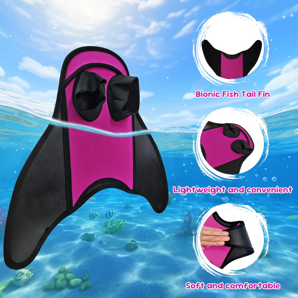Adjustable Monofin Mermaid Tail Swim Fin for Kids - Lightweight PP Material with Comfortable Foot Pocket Swimming, Diving, Mermaid Training  Included Girls Boys