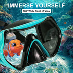 Snorkel Set, 180° Wide View Anti-Fog Panoramic View Snorkel Mask and Anti-Leak Dry Snorkel Tube, Snorkeling Gear for Adults