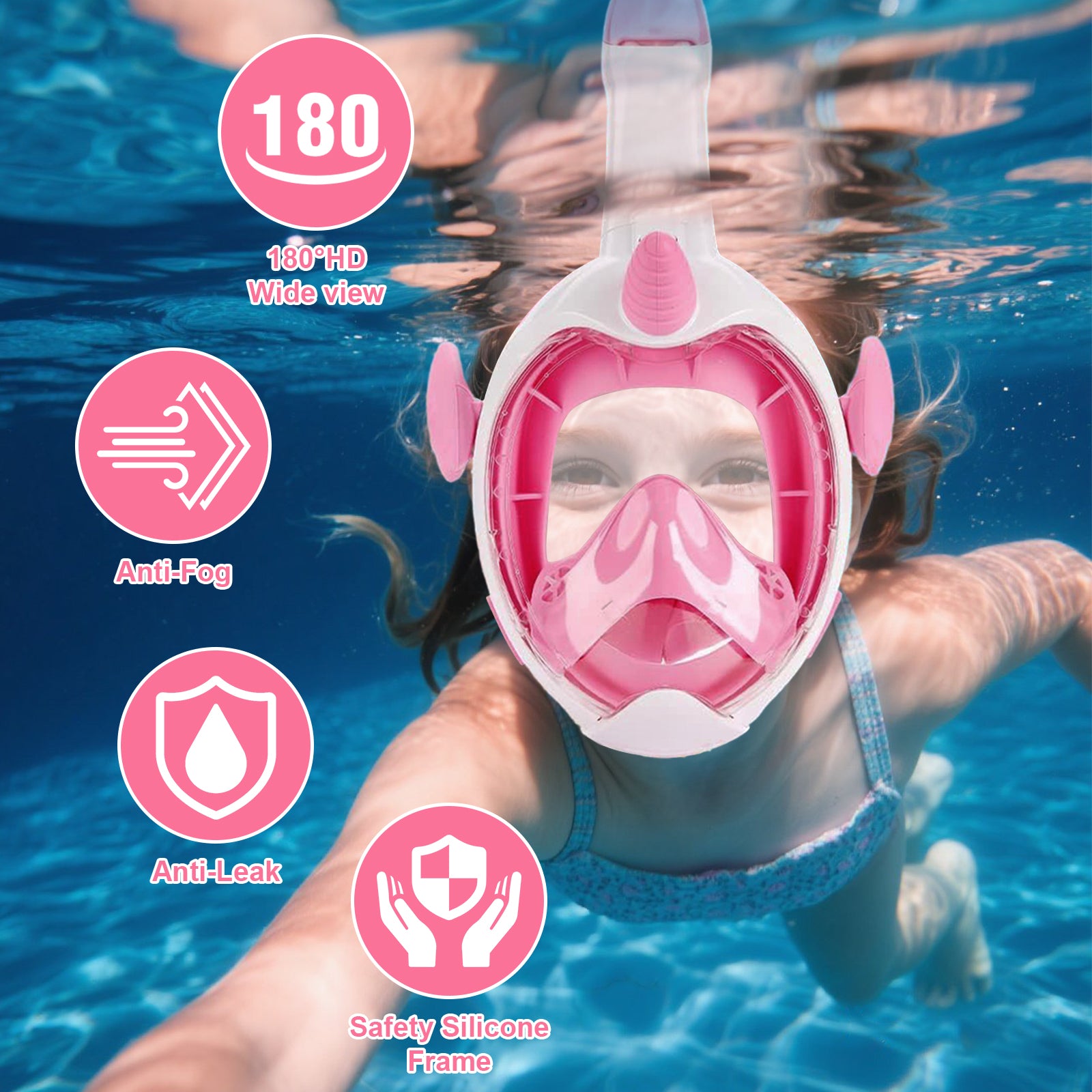 DJS Kids' Snorkeling Mask with the Latest Dry Top System, Foldable 180-Degree Panoramic Snorkeling Mask with Camera Mount, Safe Breathing, Leak-Proof & Anti-Fog