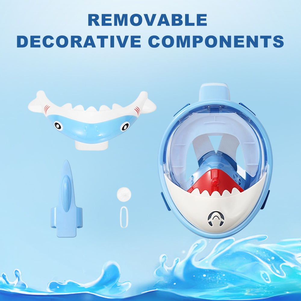 Shark Kids' Snorkeling Mask with the Latest Dry Top System, Foldable 180-Degree Panoramic Snorkeling Mask with Camera Mount, Safe Breathing, Leak-Proof & Anti-Fog