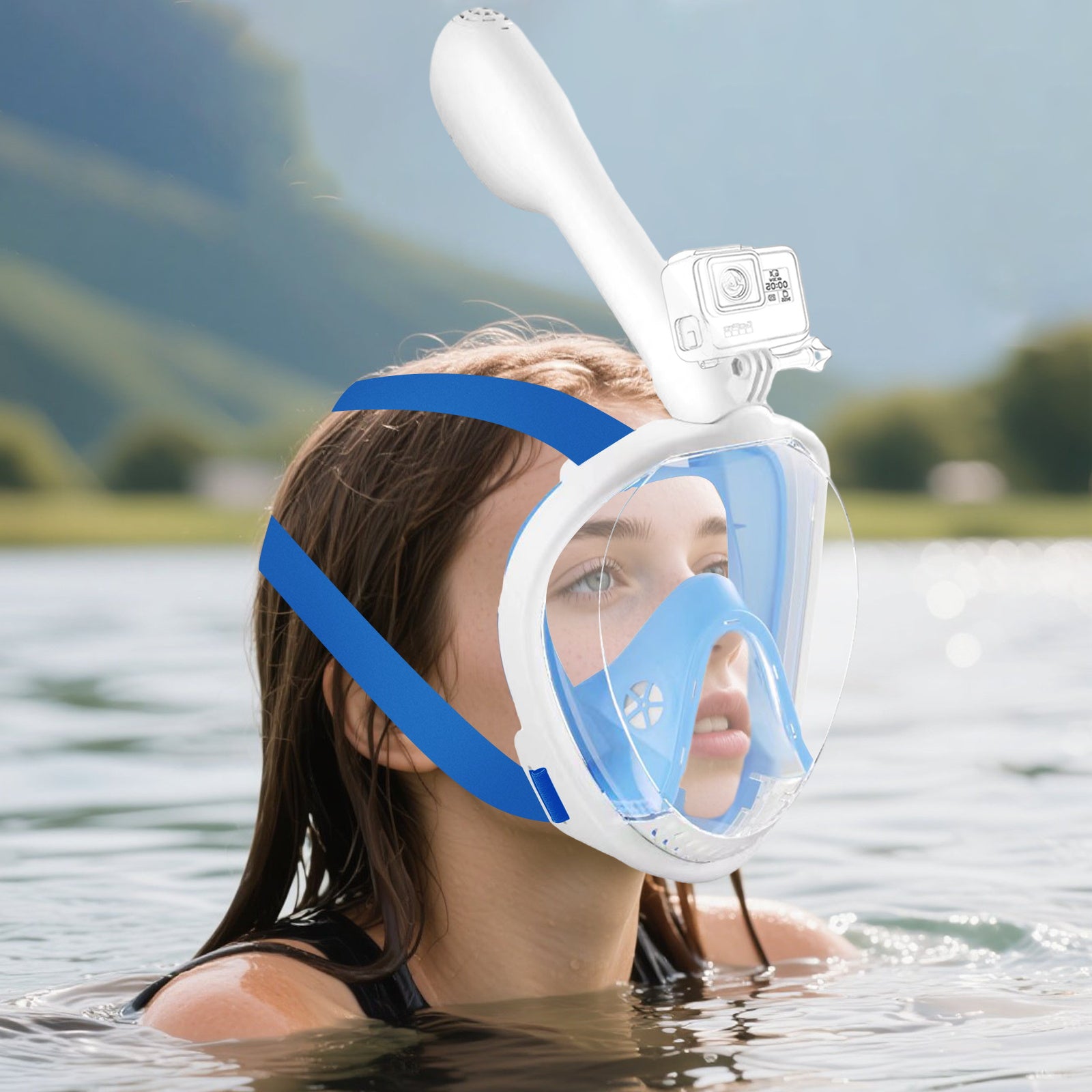 Y3 Snorkeling Mask with the Latest Dry Top System, Foldable 180-Degree Panoramic Snorkeling Mask with Camera Mount, Safe Breathing, Leak-Proof & Anti-Fog
