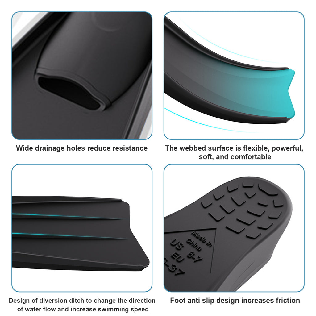 Snorkel Fins with Full Foot Pocket Durable Long Diving Fins Professional Snorkel Gear for Snorkeling Diving Freediving Adults Men Women