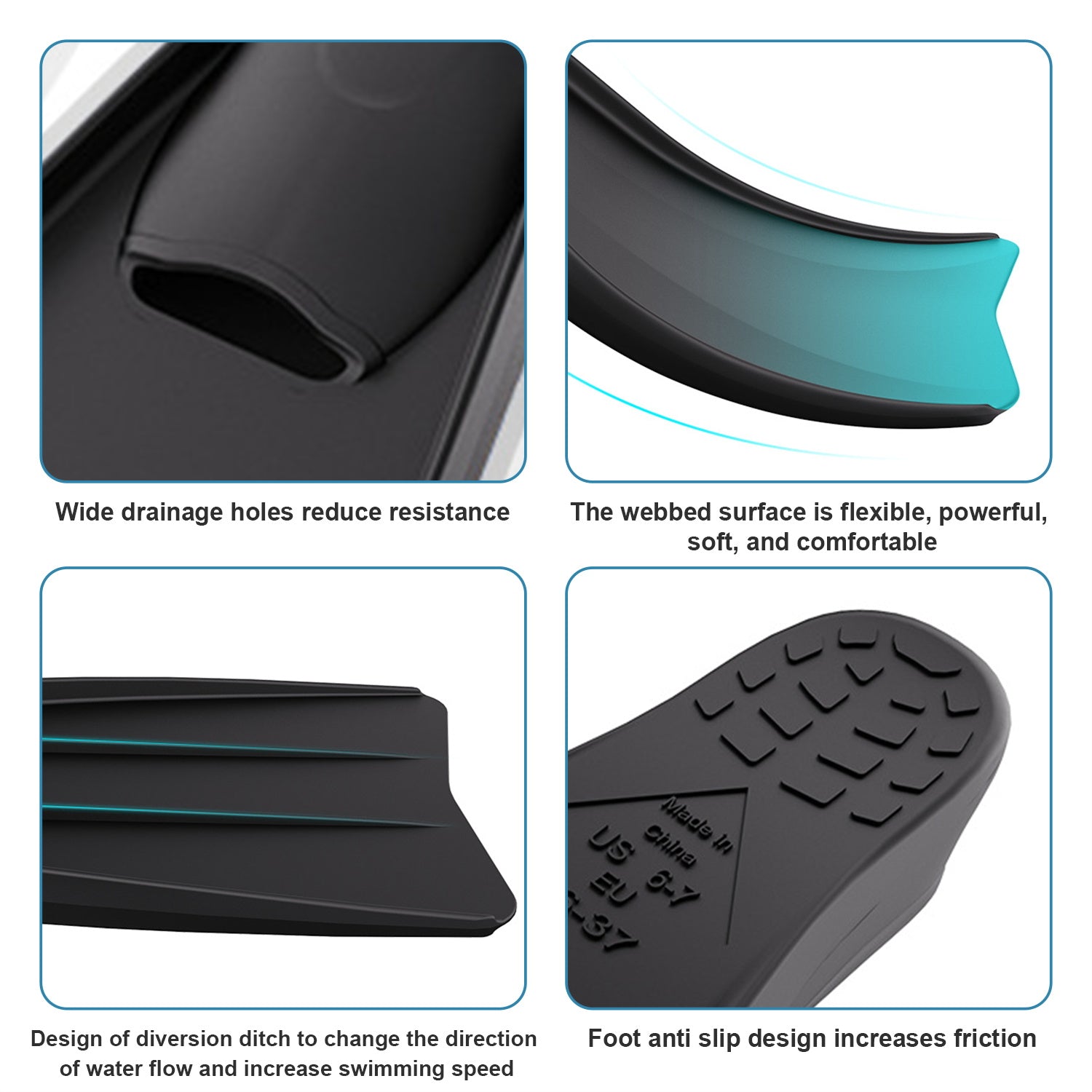 Snorkel Fins with Full Foot Pocket Durable Long Diving Fins Professional Snorkel Gear for Snorkeling Diving Freediving Adults Men Women