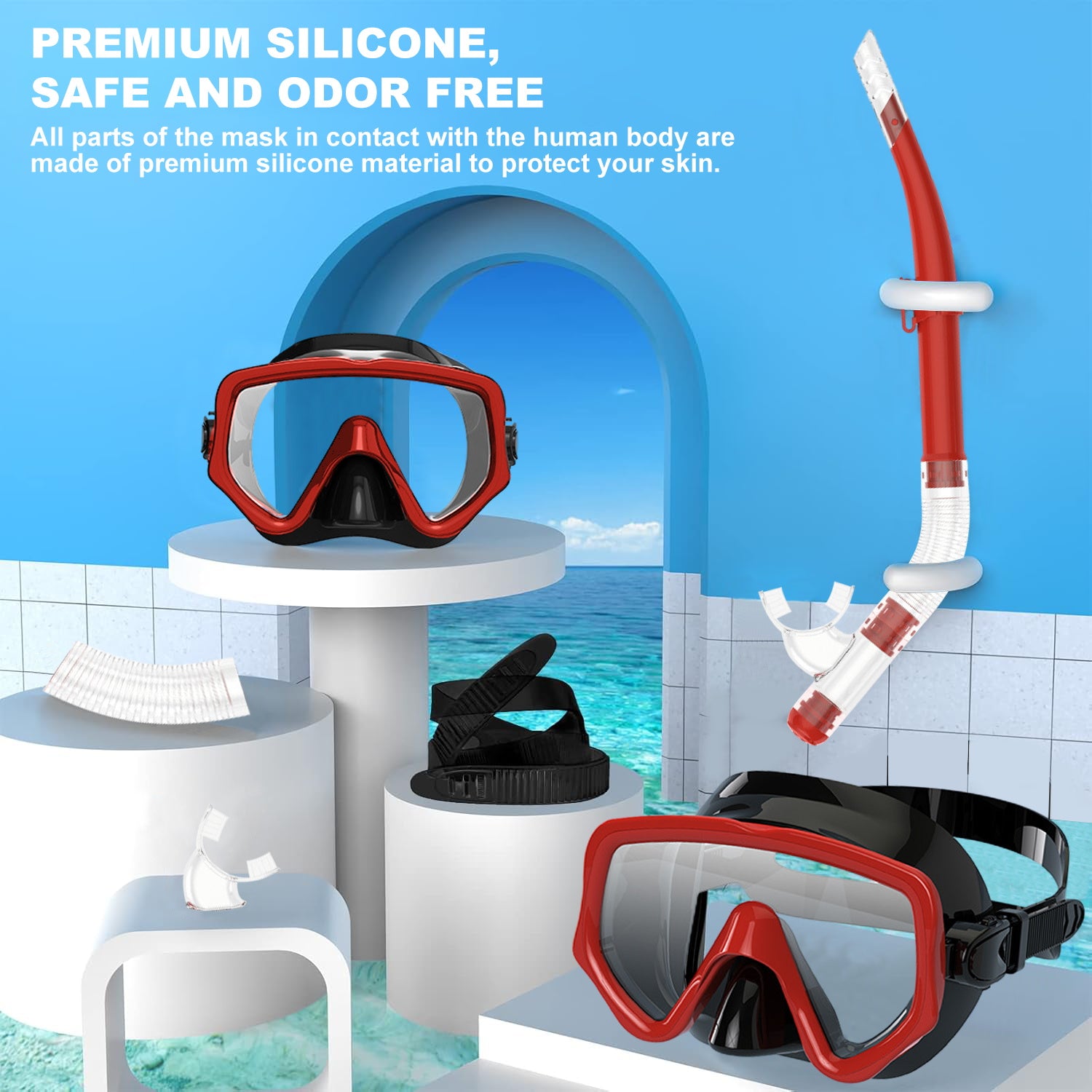 Dry Snorkel Set,Panoramic Wide View Anti-Fog Scuba Diving Mask,Professional Snorkeling Gear for Adults Kids