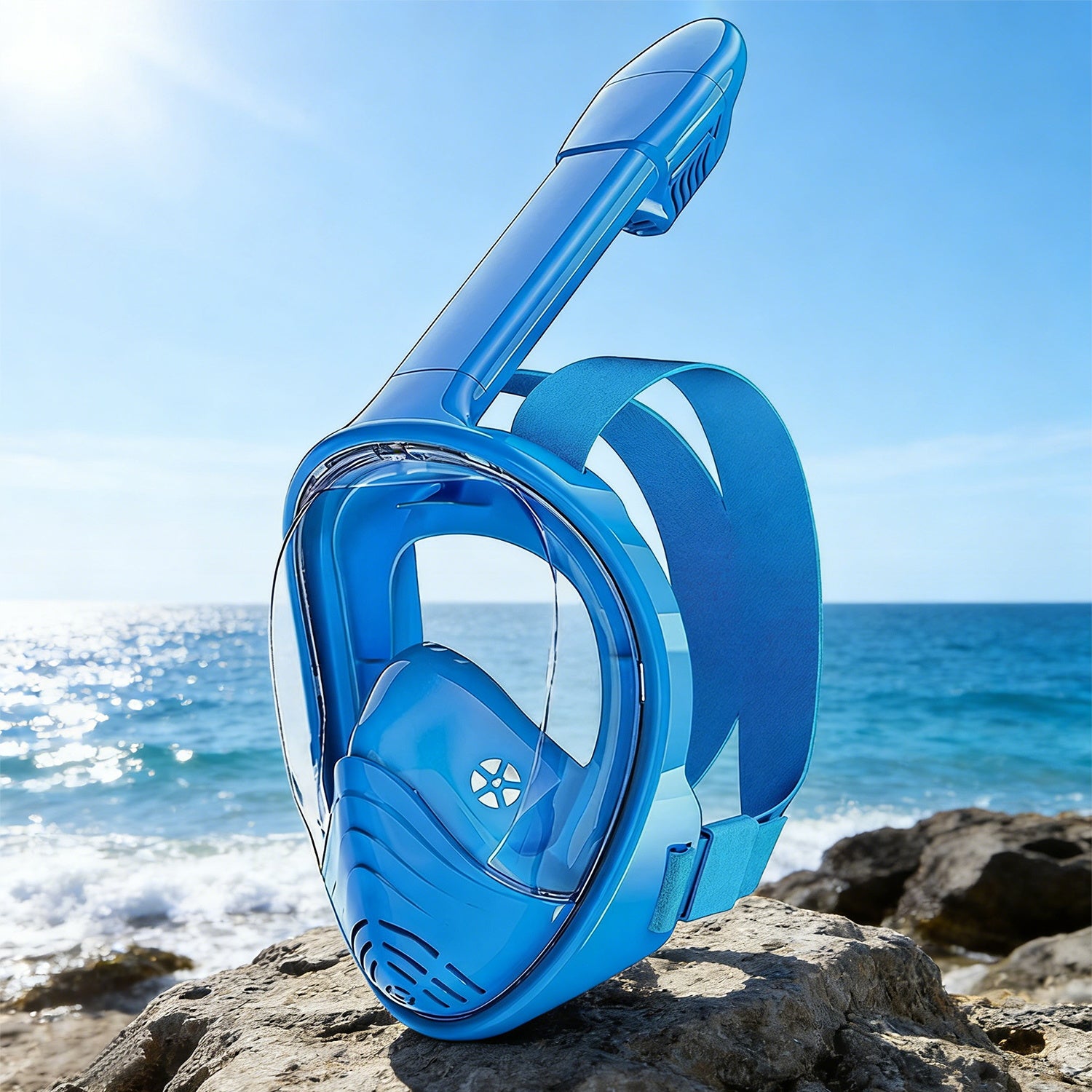 Full-Face Snorkel Mask with the Latest Dry Top System, Foldable 180-Degree Panoramic Snorkeling Mask with Camera Mount, Safe Breathing, Leak-Proof & Anti-Fog