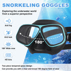 Adult - Snorkel Mask, Two-Window Tempered Glass, PVC Skirt, Quick-Release Buckle, Snorkeling Gear for Ocean Swimming and Casual Snorkeling