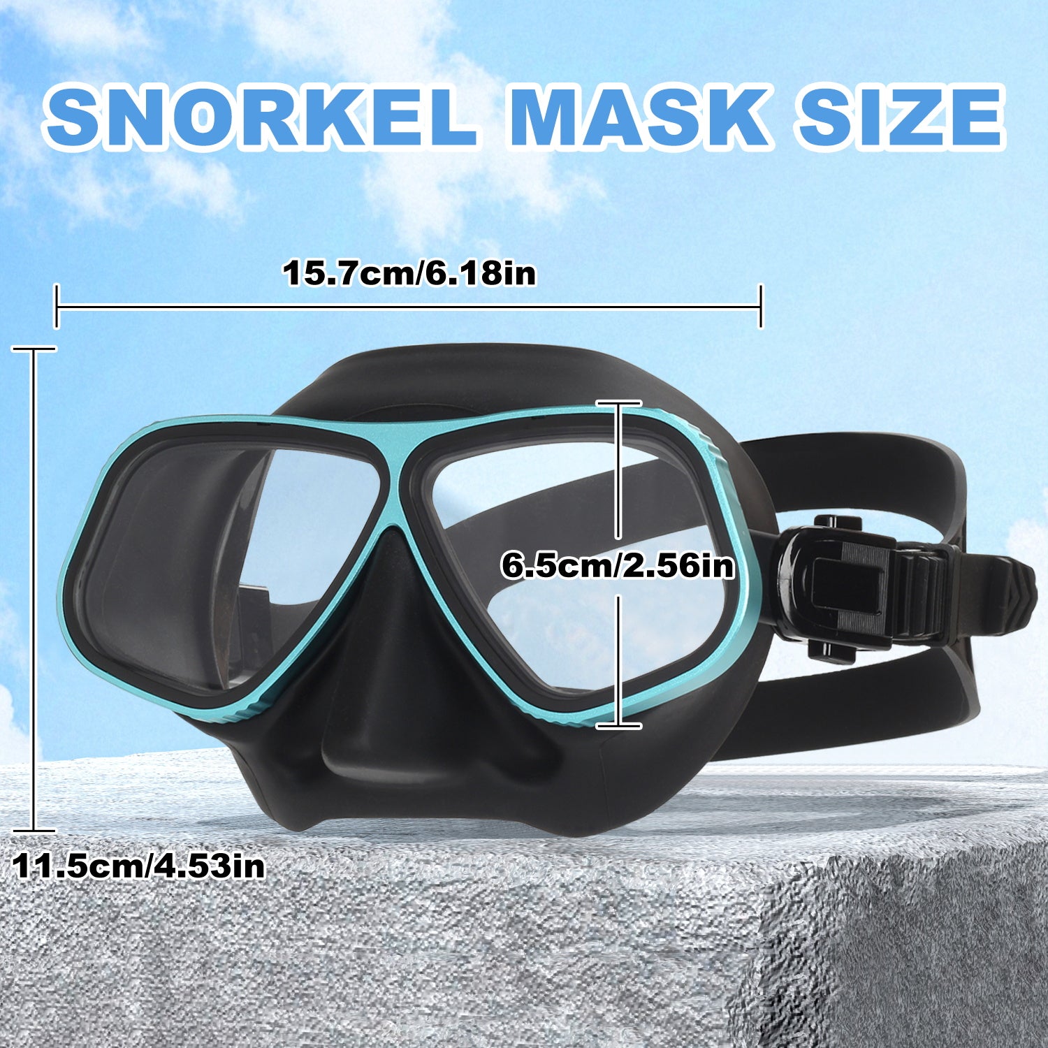 Adult - Snorkel Mask, Two-Window Tempered Glass, PVC Skirt, Quick-Release Buckle, Snorkeling Gear for Ocean Swimming and Casual Snorkeling