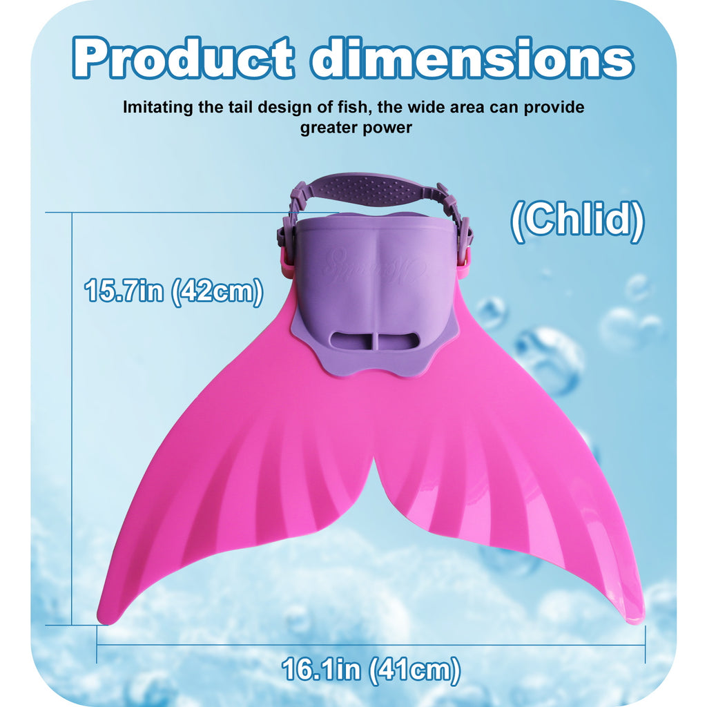 Adjustable Monofin Mermaid Tail Swim Fin for Kids - Lightweight PP Material with Comfortable Foot Pocket Swimming, Diving, Mermaid Training  Included Girls Boys