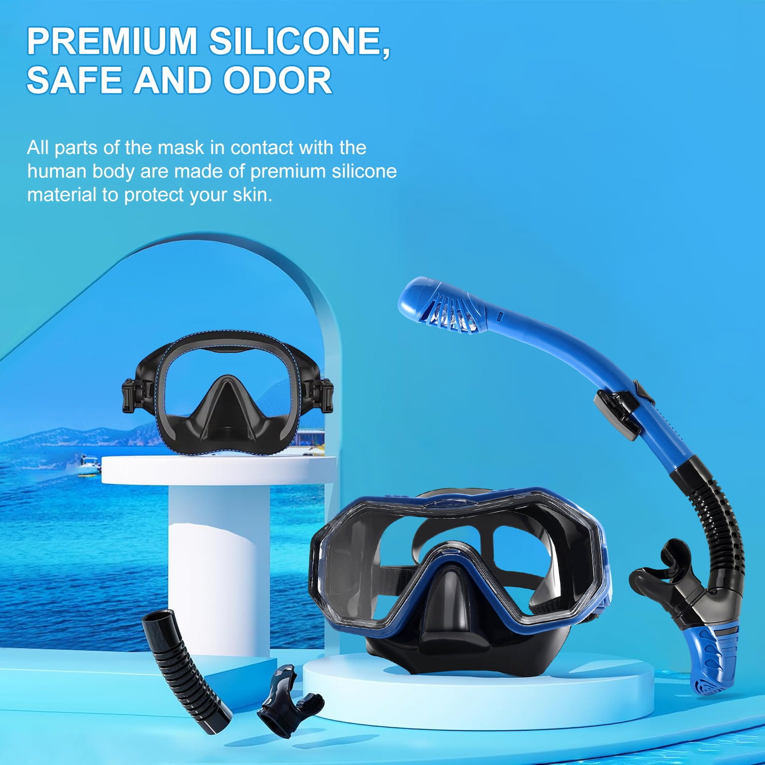 Adult Dry Snorkel Set with Mirrored Lens Anti-Fog 180° Wide View Anti-Fog, Scuba Diving Mask with Nose Cover, Snorkeling Gear for Men Women