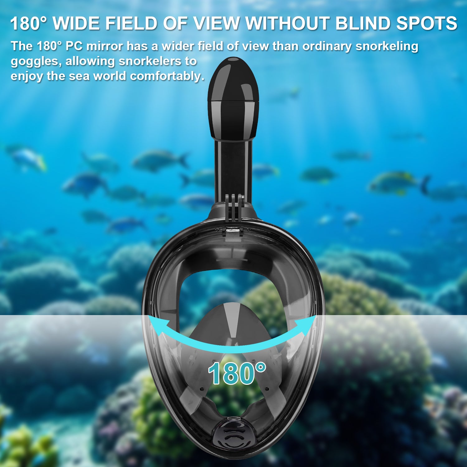 Full-Face Snorkel Mask with the Latest Dry Top System, Foldable 180-Degree Panoramic Snorkeling Mask with Camera Mount, Safe Breathing, Leak-Proof & Anti-Fog
