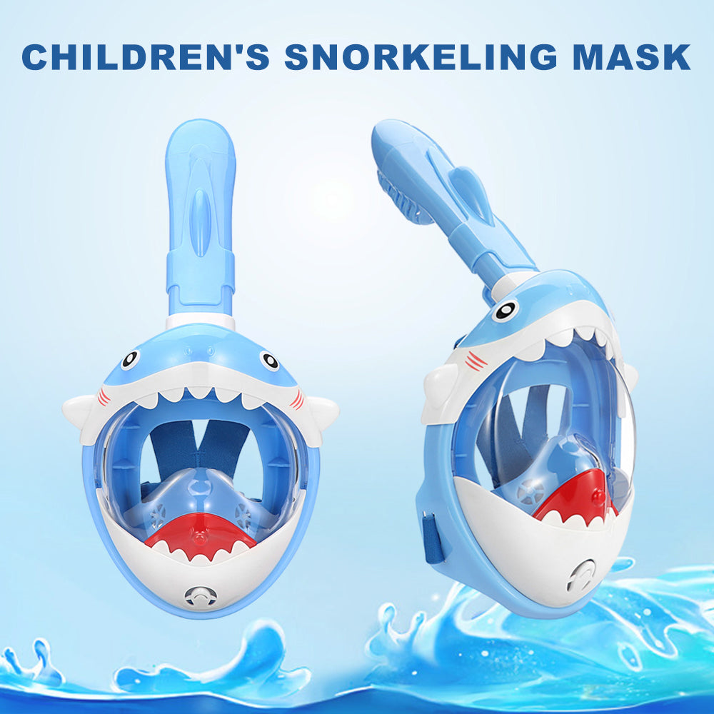 Shark Kids' Snorkeling Mask with the Latest Dry Top System, Foldable 180-Degree Panoramic Snorkeling Mask with Camera Mount, Safe Breathing, Leak-Proof & Anti-Fog