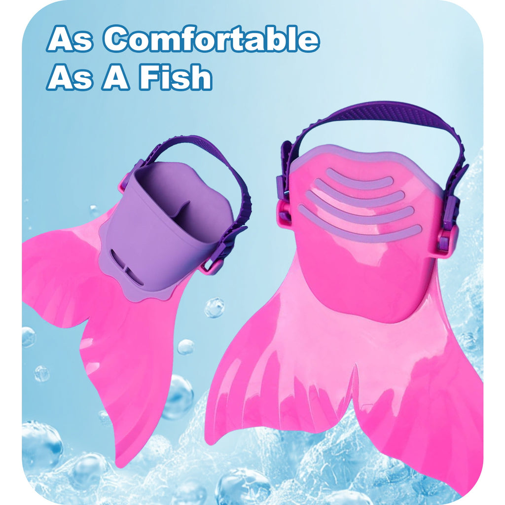 Adjustable Monofin Mermaid Tail Swim Fin for Kids - Lightweight PP Material with Comfortable Foot Pocket Swimming, Diving, Mermaid Training  Included Girls Boys