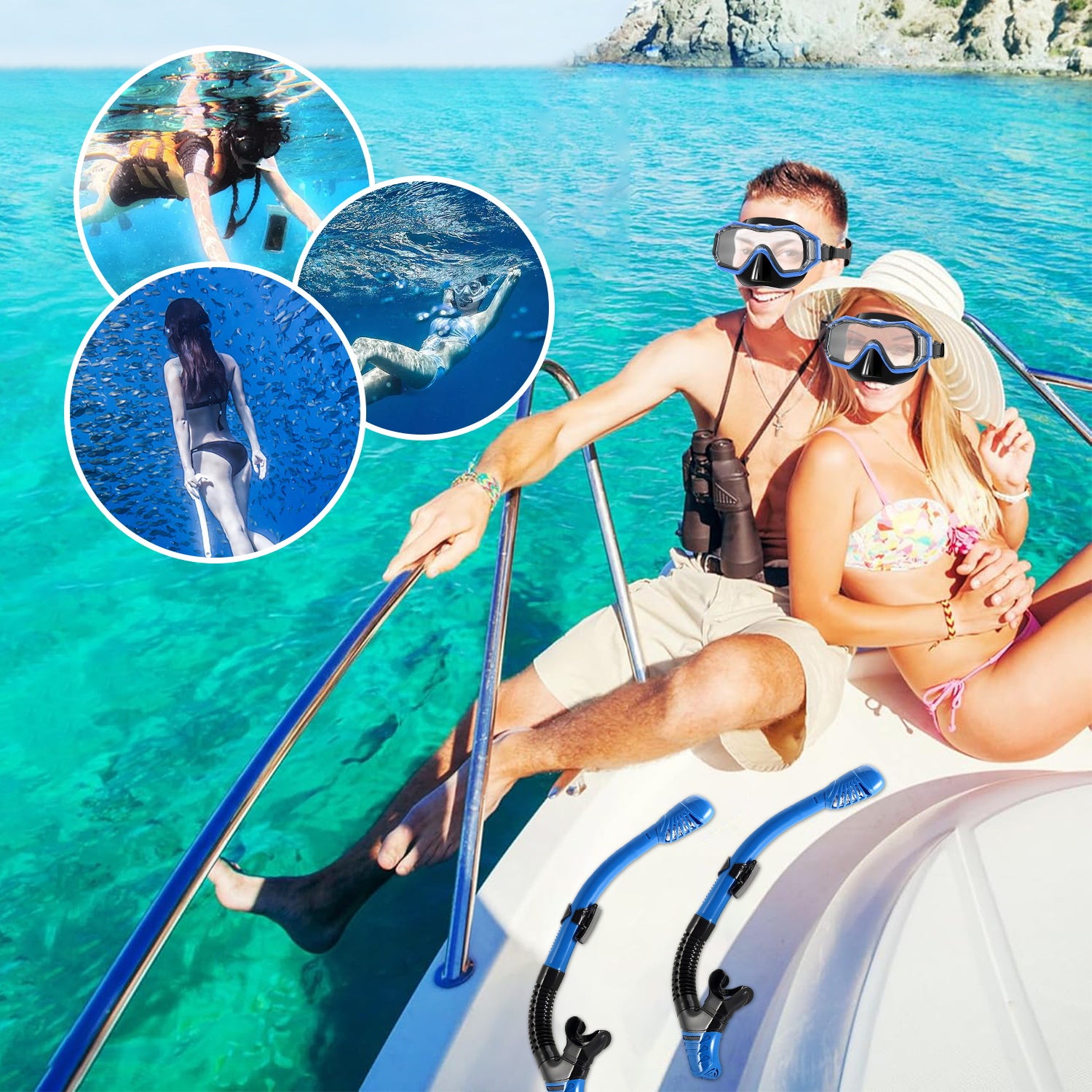 Adult Dry Snorkel Set with Mirrored Lens Anti-Fog 180° Wide View Anti-Fog, Scuba Diving Mask with Nose Cover, Snorkeling Gear for Men Women