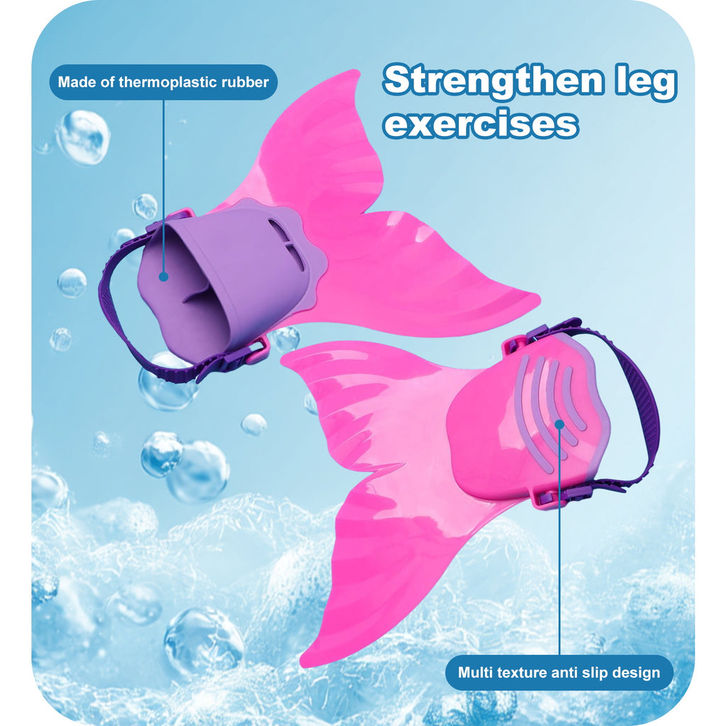 Adjustable Monofin Mermaid Tail Swim Fin for Kids - Lightweight PP Material with Comfortable Foot Pocket Swimming, Diving, Mermaid Training  Included Girls Boys