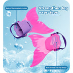 Adjustable Monofin Mermaid Tail Swim Fin for Kids - Lightweight PP Material with Comfortable Foot Pocket Swimming, Diving, Mermaid Training  Included Girls Boys
