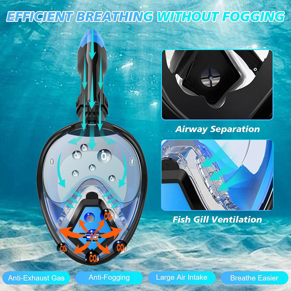 MGY Snorkeling Mask with the Latest Dry Top System, Foldable 180-Degree Panoramic Snorkeling Mask with Camera Mount, Safe Breathing, Leak-Proof & Anti-Fog