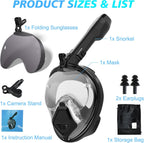 MGY Snorkeling Mask with the Latest Dry Top System, Foldable 180-Degree Panoramic Snorkeling Mask with Camera Mount, Safe Breathing, Leak-Proof & Anti-Fog