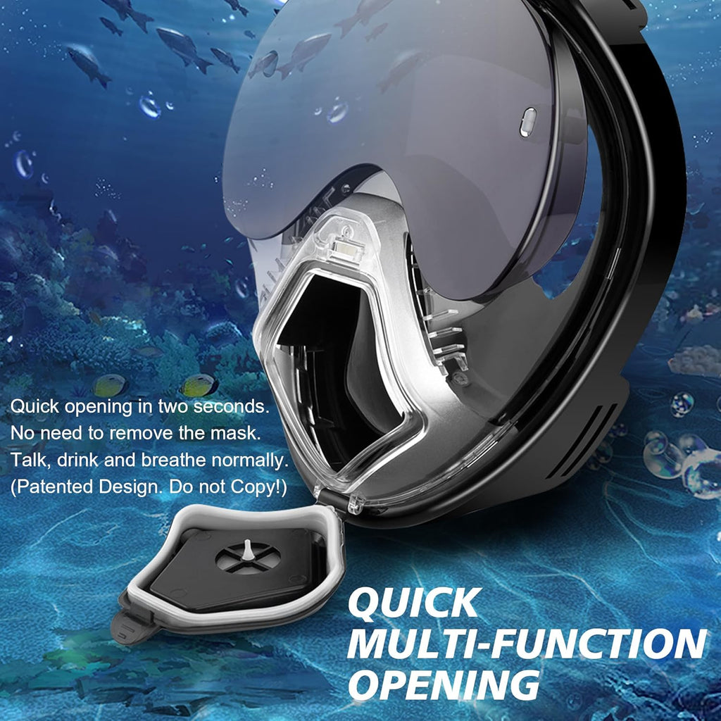 MGY Snorkeling Mask with the Latest Dry Top System, Foldable 180-Degree Panoramic Snorkeling Mask with Camera Mount, Safe Breathing, Leak-Proof & Anti-Fog