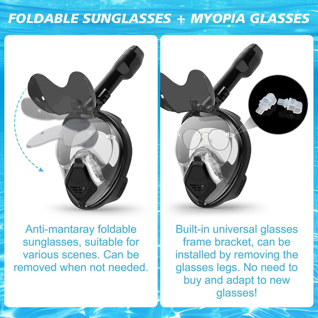 MGY Snorkeling Mask with the Latest Dry Top System, Foldable 180-Degree Panoramic Snorkeling Mask with Camera Mount, Safe Breathing, Leak-Proof & Anti-Fog
