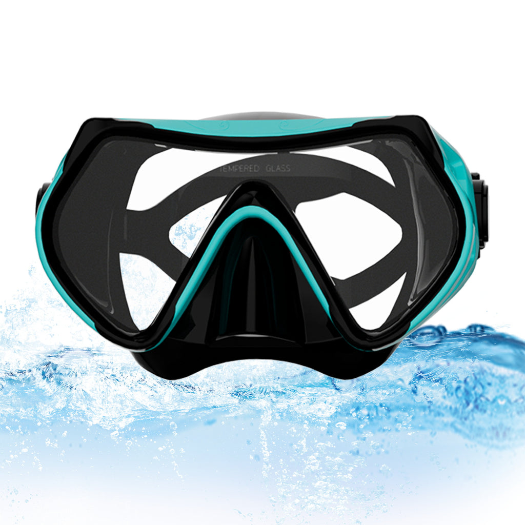 Frameless Snorkeling Mask - Tempered Glass Lens - Low-Volume for Easy Clearing - Fold-Flat & Adjustable Straps