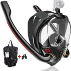 K3 Double-Tube Snorkeling Mask with the Latest Dry Top System, Foldable 180-Degree Panoramic Snorkeling Mask with Camera Mount, Safe Breathing, Leak-Proof & Anti-Fog