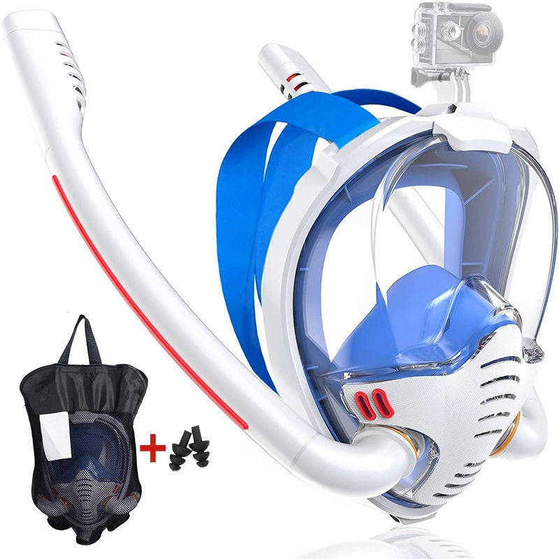 K3 Double-Tube Snorkeling Mask with the Latest Dry Top System, Foldable 180-Degree Panoramic Snorkeling Mask with Camera Mount, Safe Breathing, Leak-Proof & Anti-Fog
