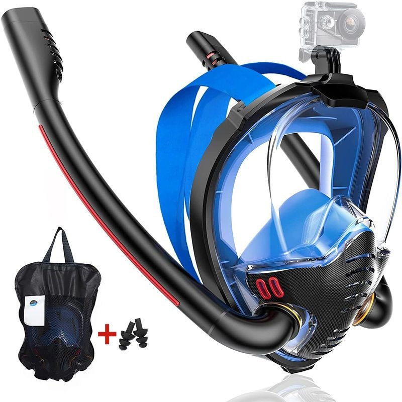 K3 Double-Tube Snorkeling Mask with the Latest Dry Top System, Foldable 180-Degree Panoramic Snorkeling Mask with Camera Mount, Safe Breathing, Leak-Proof & Anti-Fog