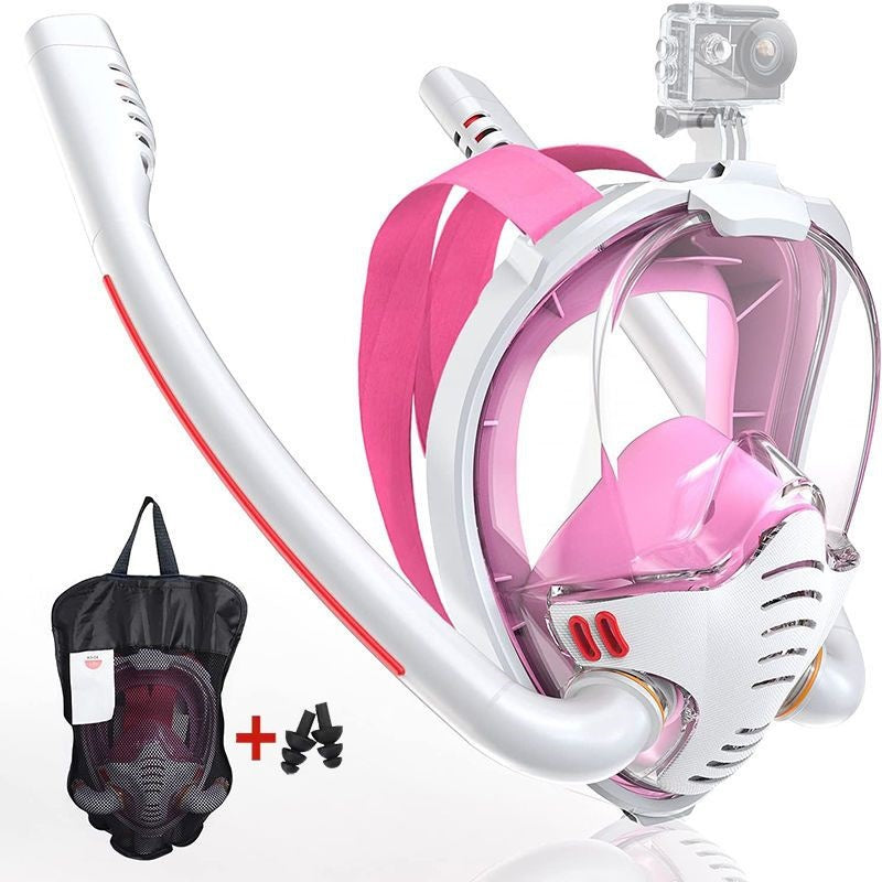 K3 Double-Tube Snorkeling Mask with the Latest Dry Top System, Foldable 180-Degree Panoramic Snorkeling Mask with Camera Mount, Safe Breathing, Leak-Proof & Anti-Fog